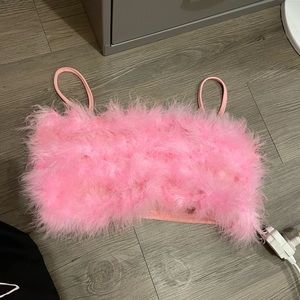 pink fur crop top